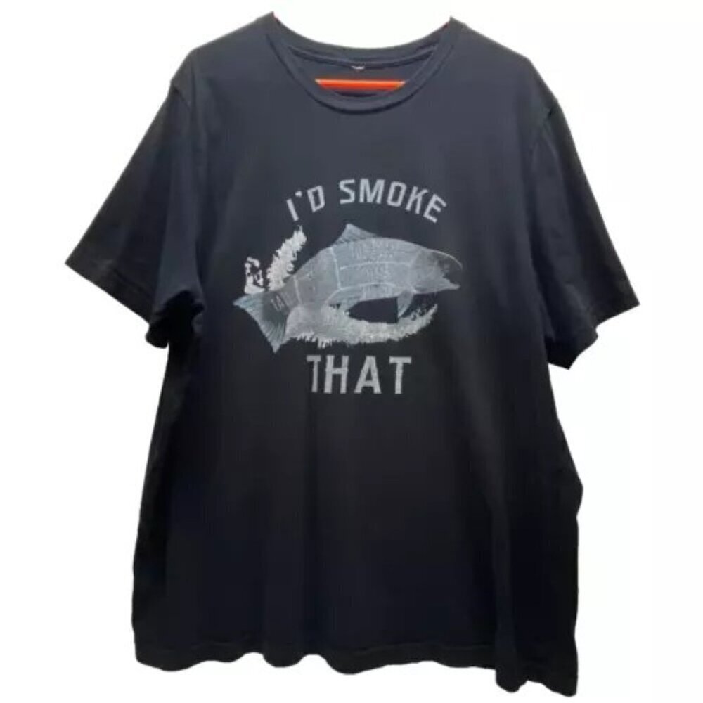 Smoked Salmon T-Shirt "I'd Smoke That" Men's Black 2XL Short Sleeve Crewneck GUC